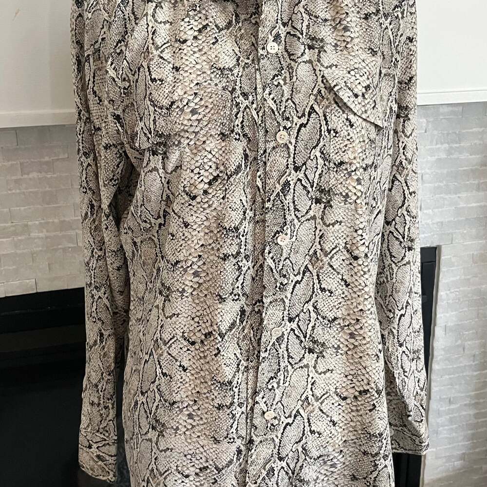 Equipment Slim Signature Snake Print Silk Button Down Shirt